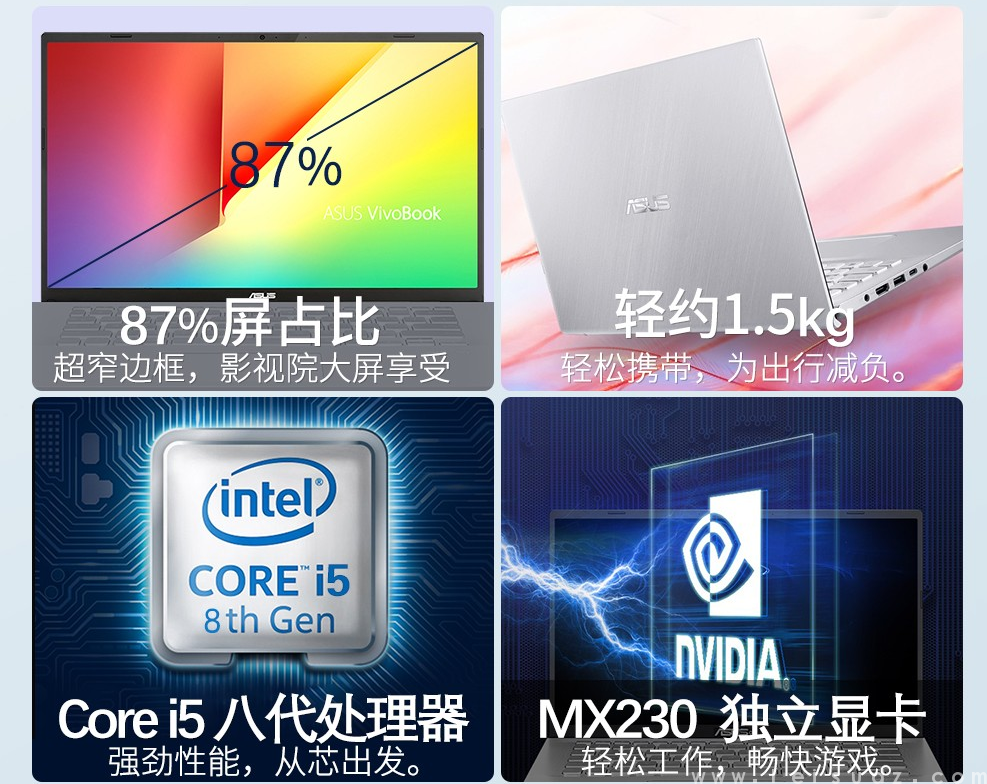 华硕（ASUS）VivoBook14 八代酷睿笔记本电脑V4000/V5000轻薄学生 V4000F银色/灰色i5-8265U(图3)