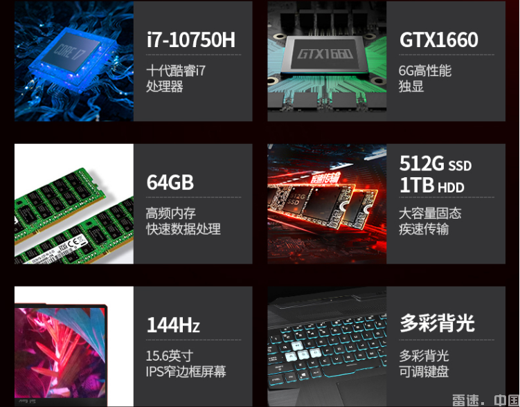 Asus/华硕 飞行堡垒8 FX506十代i7吃鸡游戏15.6寸笔记本电脑144Hz(图3)